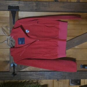 Vintage American Eagle Outfitters Light Red Zip-Up Sherpa Fleece Hoodie